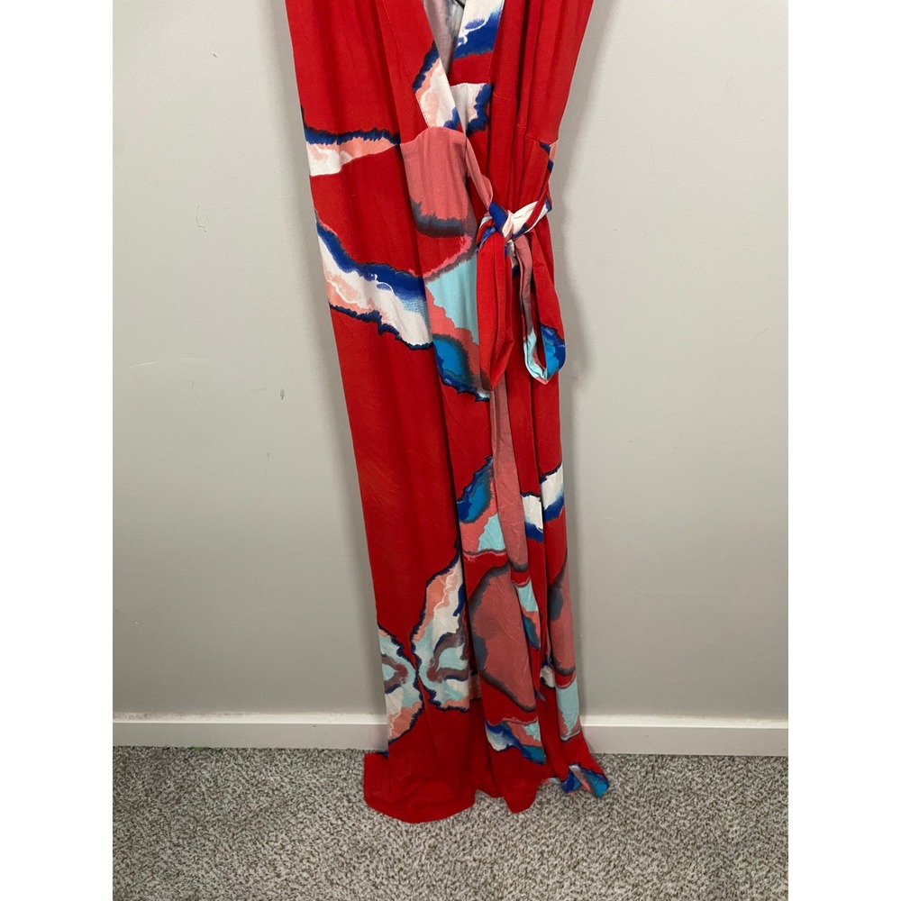 Revolve Karina Grimaldi Lena Knit Maxi Wrap Dress In Coral Moon Size Large - Picture 4 of 8
